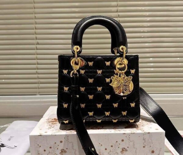 LADY DIORR BAG WITH BUTTERFLY STUDS