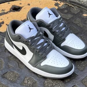 AIR JORDANN 1 LOW WHITE BLACK IRON GREY