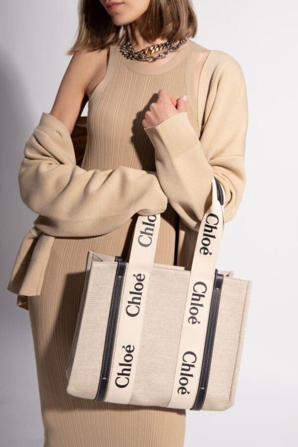 CHLOEE WOODY CANVAS TOTE CUM CROSSBODY