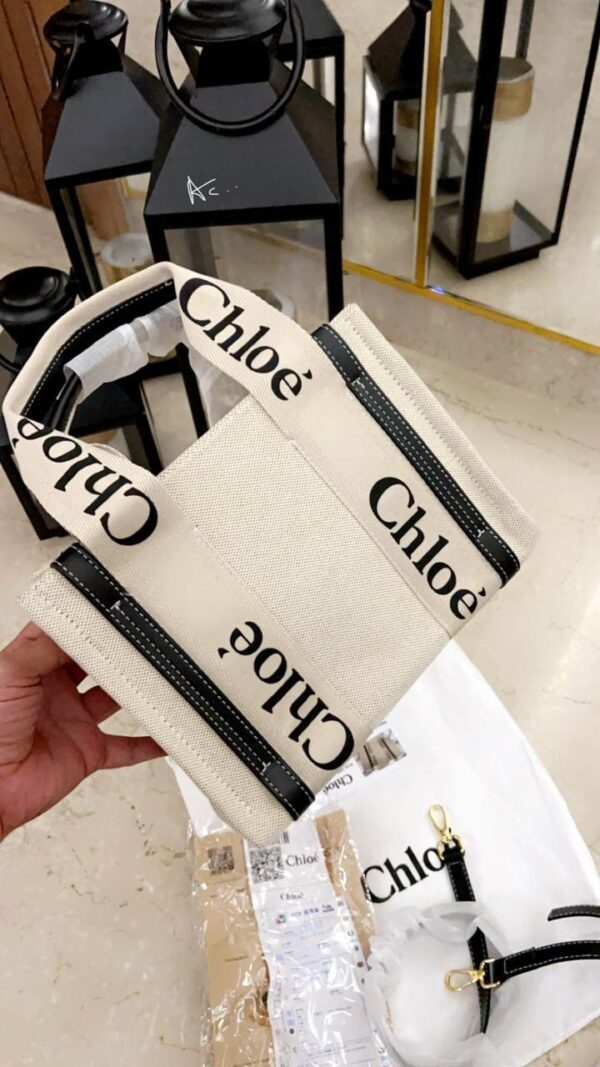CHLOEE WOODY CANVAS TOTE CUM CROSSBODY - Image 2