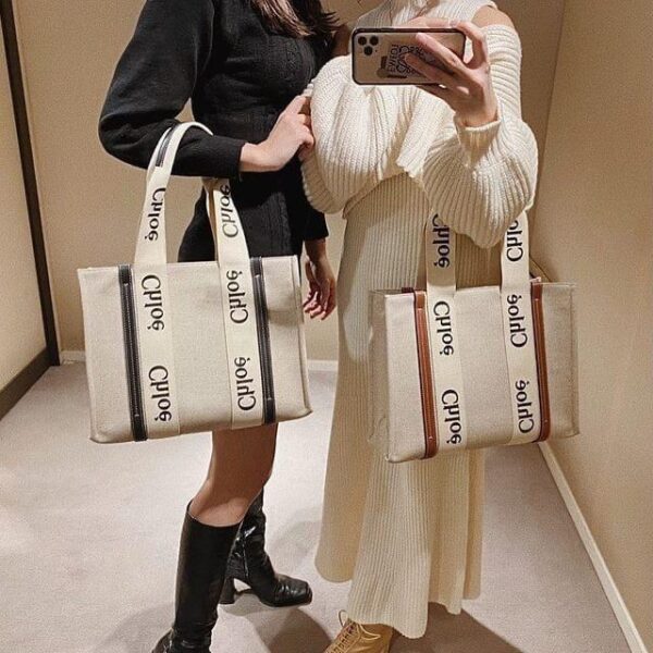 CHLOEE WOODY CANVAS TOTE CUM CROSSBODY - Image 5