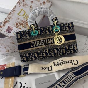 CHRISTIANN DIORR OBLIQUE JACQUARD CANVAS LADY DIOR BAG
