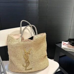 YSLL Saintt Laurent Icare Raffia Jute Tote Bag
