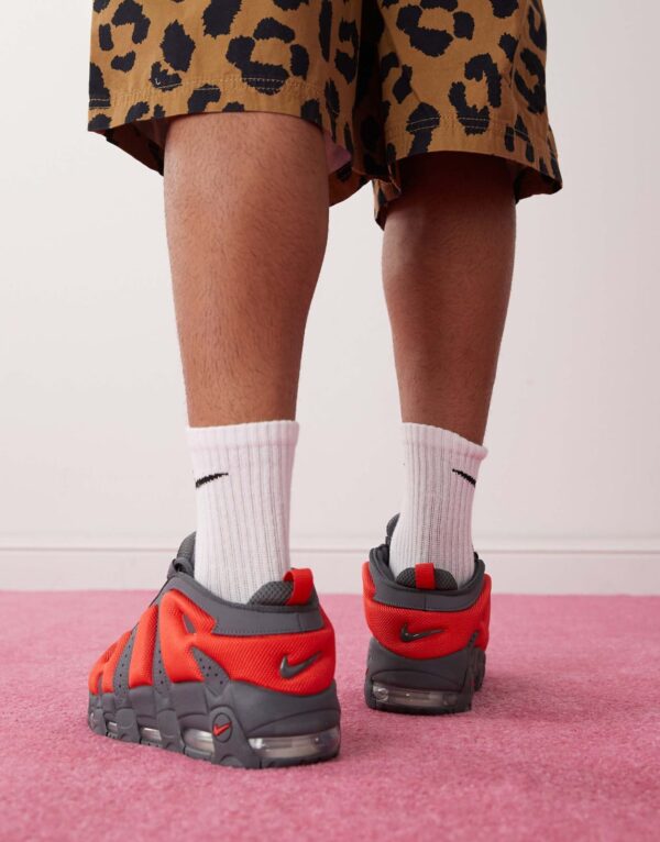 Nikee Air More Uptempo Dark Grey Light Crimson - Image 2