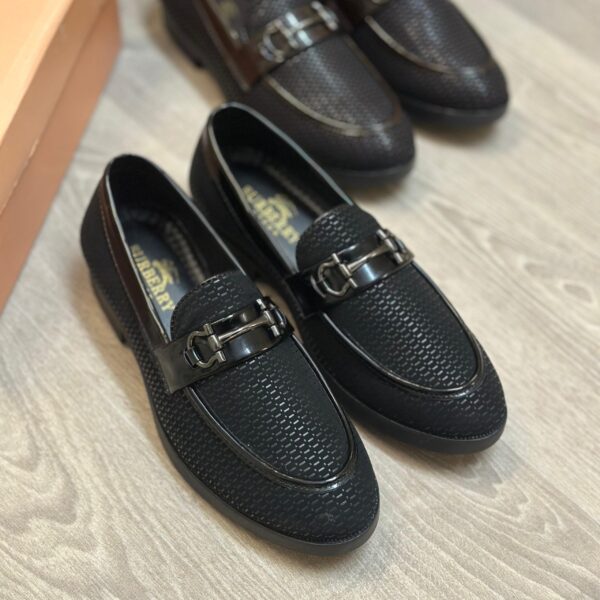 Burberryy Premium Shiny Textured Loafers - Image 2