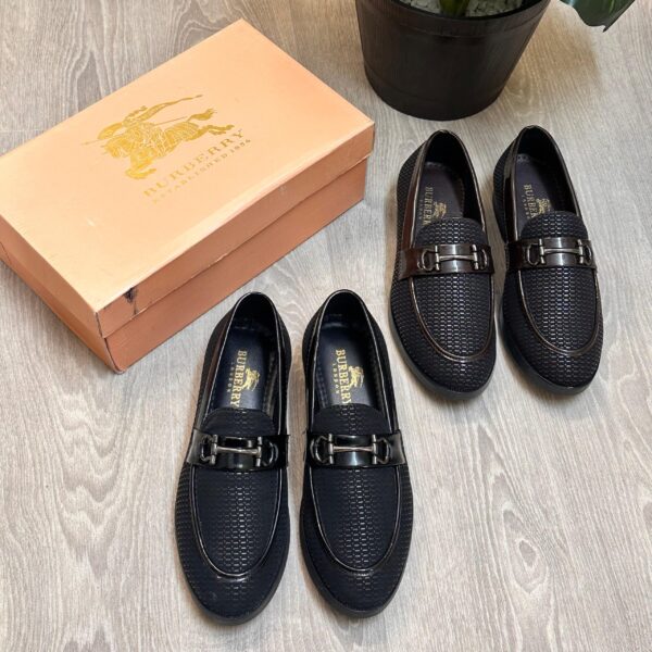 Burberryy Premium Shiny Textured Loafers - Image 4