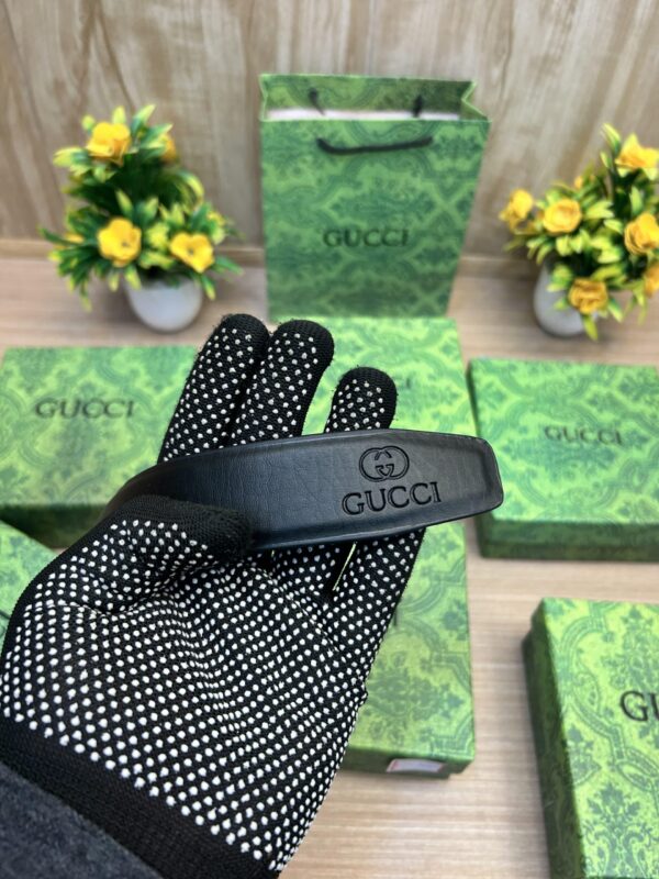 GUCCII GG Black/Brown Embossed Strip Belt - Image 4