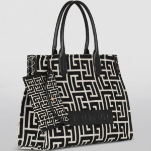 BALMAINN LATEST BALMAIN SAC CABAS B-ARMY 42 EN JACQUARD TOTE BAG