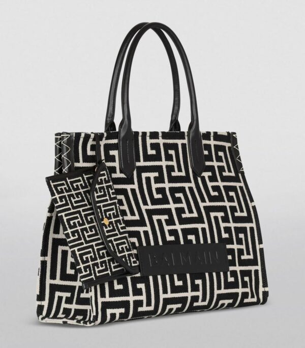 BALMAINN LATEST BALMAIN SAC CABAS B-ARMY 42 EN JACQUARD TOTE BAG