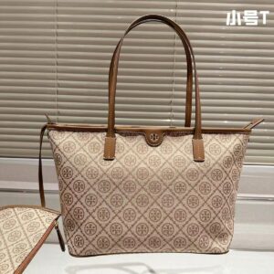 TORYY BURCH T MONOGRAM TOTE BAG WITH POUCH