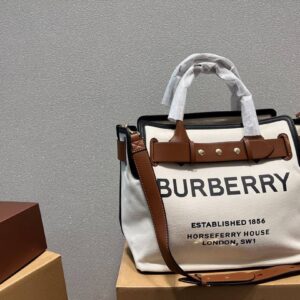 BURBERRY CANVAS FREYA TOTE HANDBAG