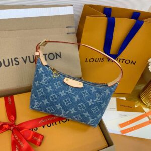 Louis sVuittonn Monogram Casual Style Denim And Leather Hobo Bag