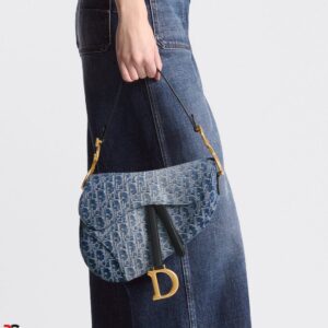 CHRISTIANN DIORR DENIM SADDLE SHOULDER BAG