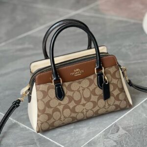 Coachh Darcie Signature Canvas Leather Medium Handbag