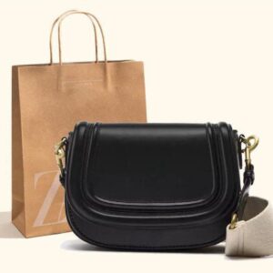 ZARAA SADDLE BROAD CANVAS STRAP CROSSBODY