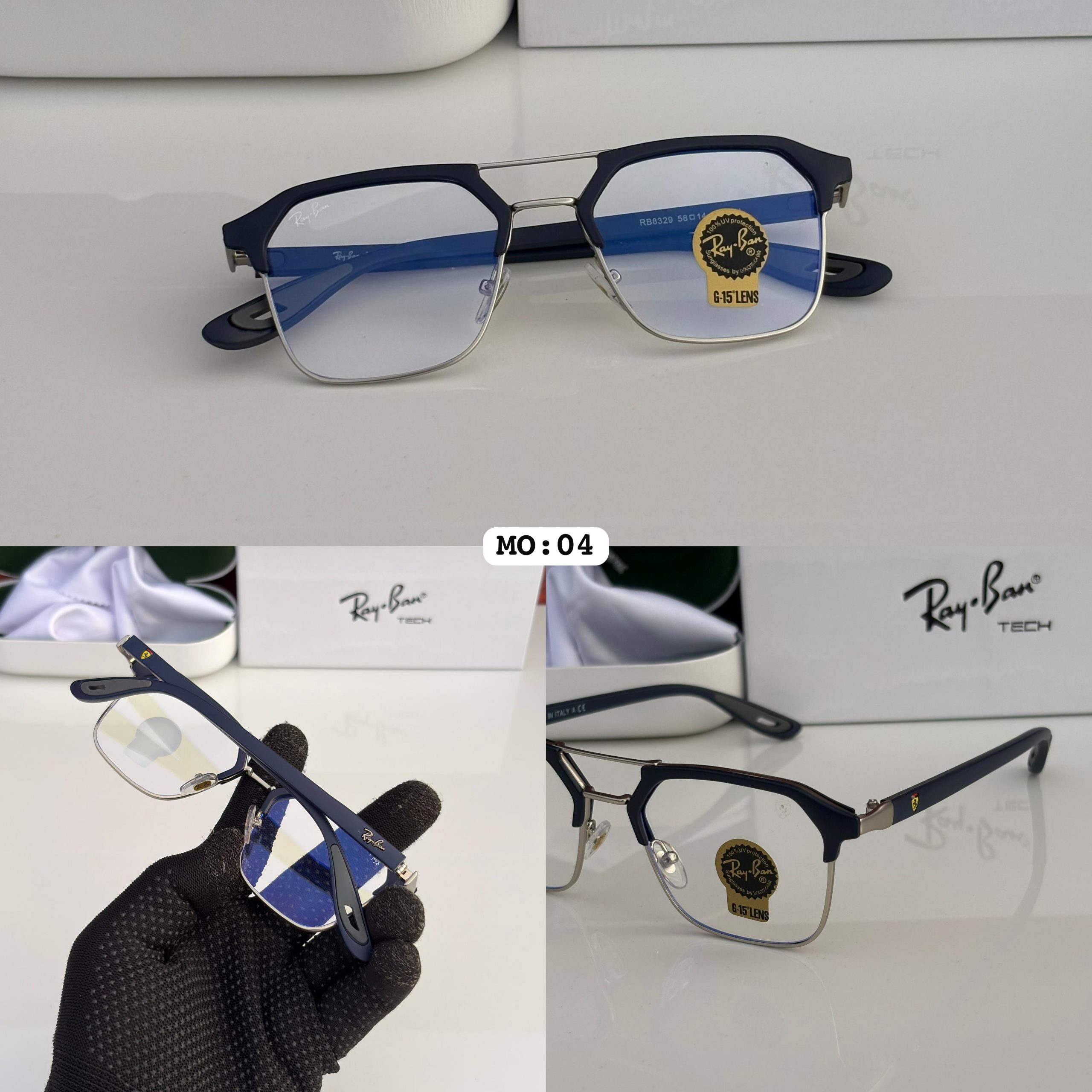 RAY BANN 04 SILVER BLUE PLANO