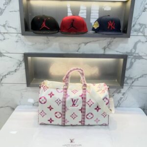 Louiss Vuittonn White Limited Edition Monogram Premium Travel Duffel Bag