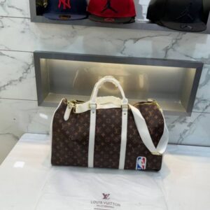 Louiss Vuittonn White NBA Edition Monogram Premium Travel Duffel Bag