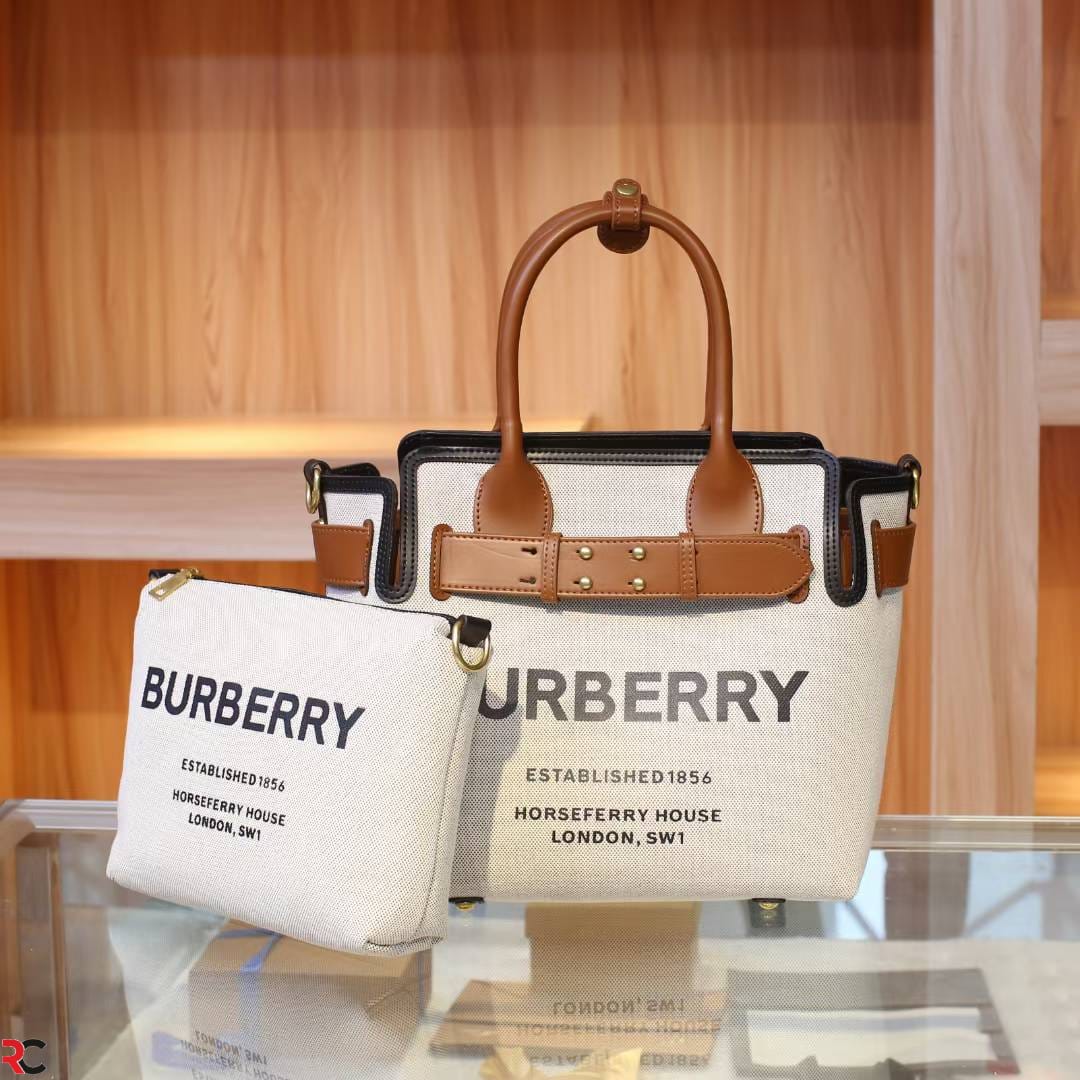 BURBERRYY HORSEFERRY CANVAS TOTE BAG