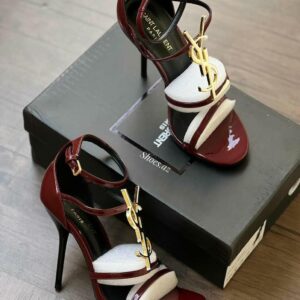 YSLL- CASSANDRA MAROON GOLD HEELS