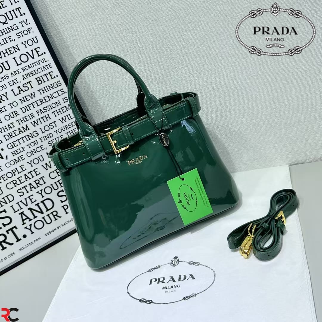 PRADAA PATENT BUCKLE HANDBAG