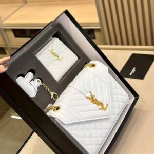 YSLL SAINT LAURENT WHITE BAG WITH PREMIUM GIFT SET WITH OG BOX & PACKING