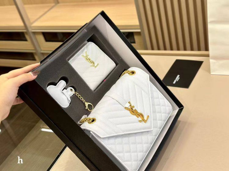 YSLL SAINT LAURENT WHITE BAG WITH PREMIUM GIFT SET WITH OG BOX & PACKING
