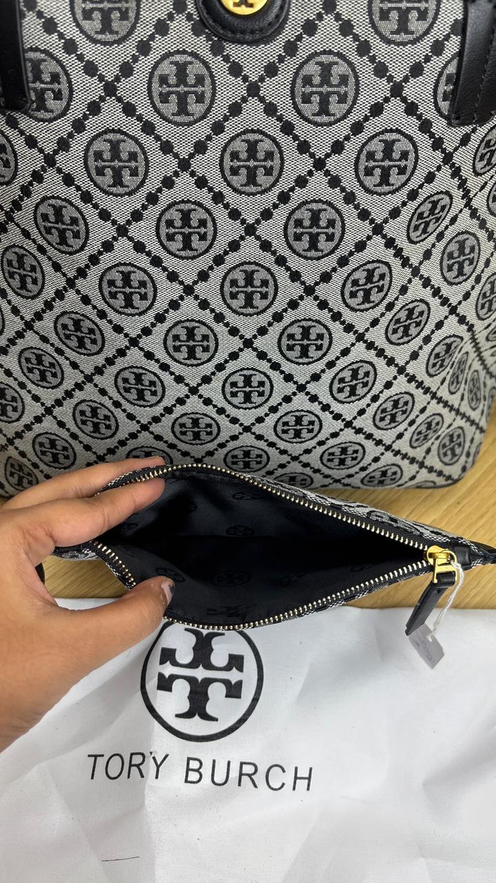 TORYY BURCHH T MONOGRAM LARGE TOTE BAG WITH POUCH - Image 3