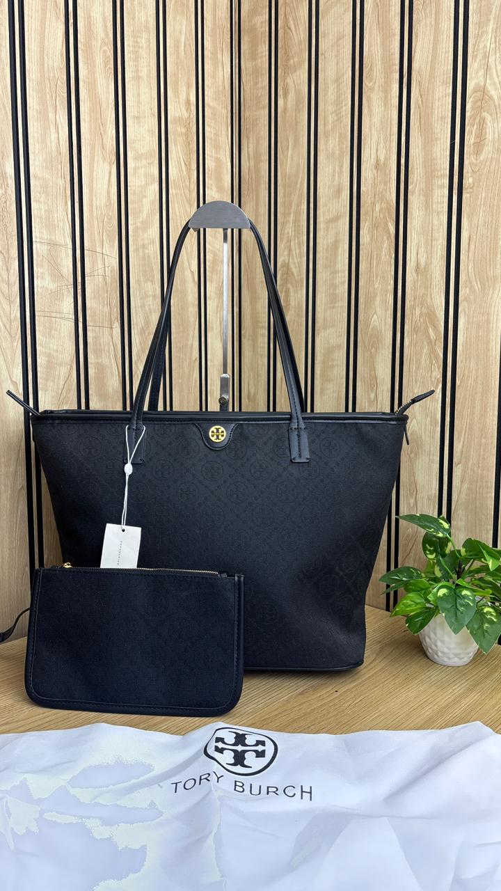 TORYY BURCHH T MONOGRAM LARGE TOTE BAG WITH POUCH - Image 2