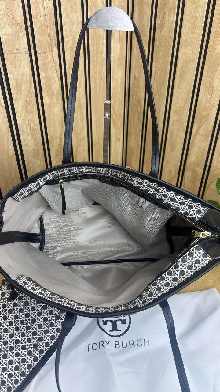 TORYY BURCHH T MONOGRAM LARGE TOTE BAG WITH POUCH - Image 7