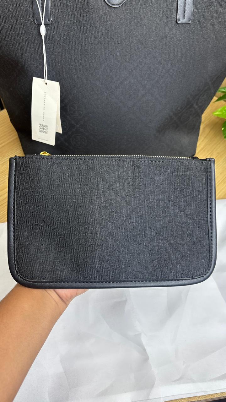 TORYY BURCHH T MONOGRAM LARGE TOTE BAG WITH POUCH - Image 12