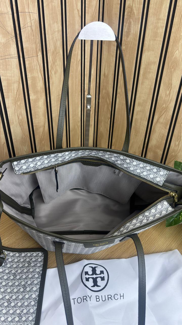 TORYY BURCHH T MONOGRAM LARGE TOTE BAG WITH POUCH - Image 11