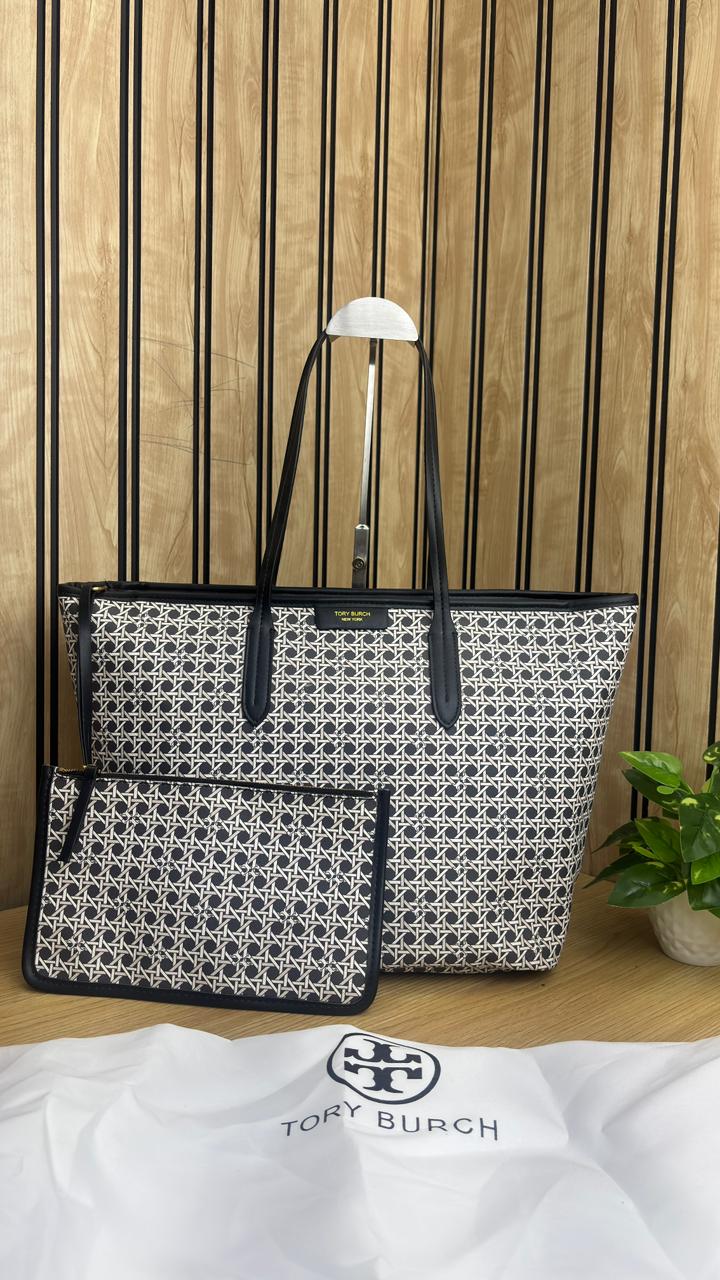 TORYY BURCHH T MONOGRAM LARGE TOTE BAG WITH POUCH - Image 17