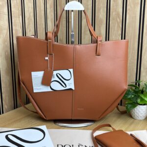 POLENEE GRAINED LEATHER TOTE BAG