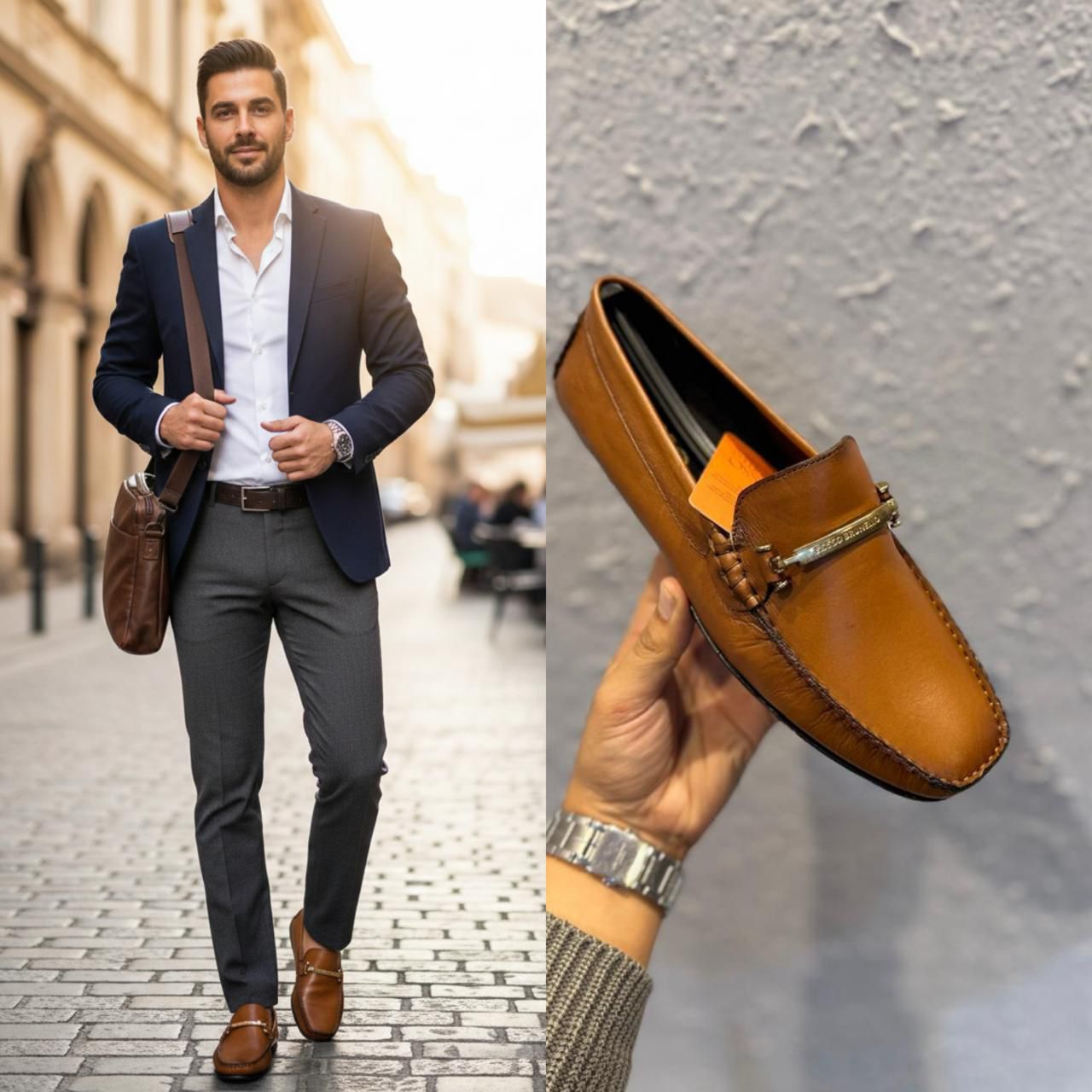 ROSSOO BRUNELLOO LEATHER LOAFERS