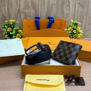 LOUISE VUTTIONE Premium 2 Buckle Belt & wallet Combo