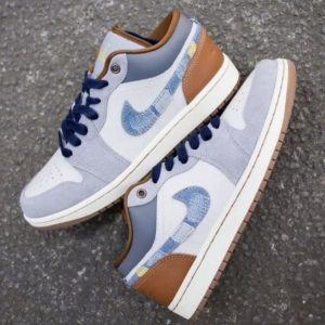 Nikse Air Jordan 1 Low SE Phantom Repaired Denim Swoosh