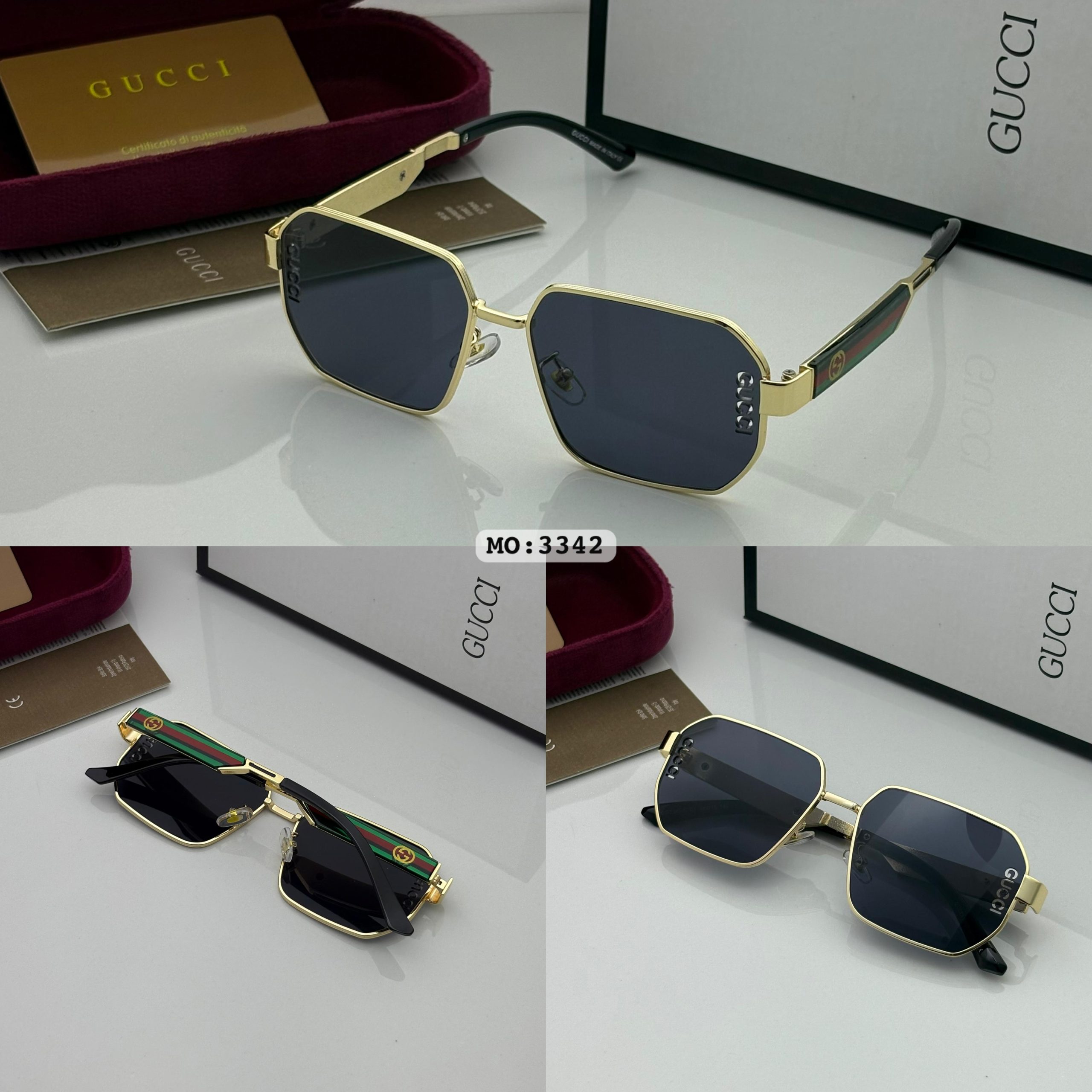 GUCCIS 3342 GOLD BLACK NEW ARRIVAL