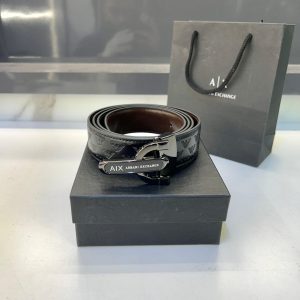 Armanis Exchanges Glossy Black Belt