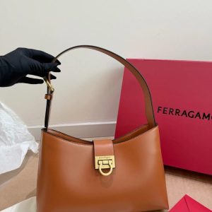 Salvatores Ferragamos Trifolio Large Shoulder Bag