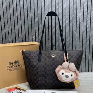 Coache Fiona Top Zipper Tote With Disney Charm
