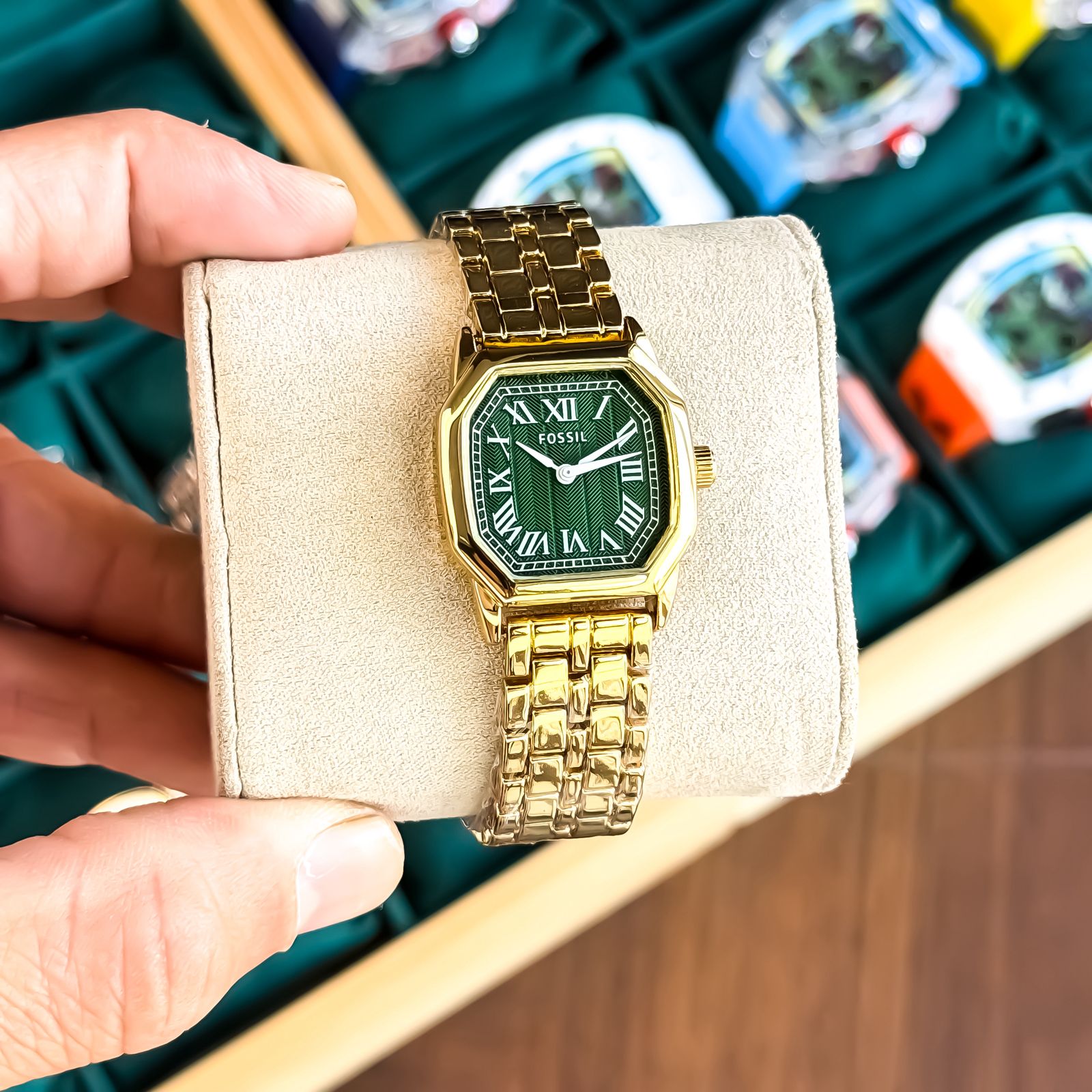 FOSSILE LADIES GOLD GREEN