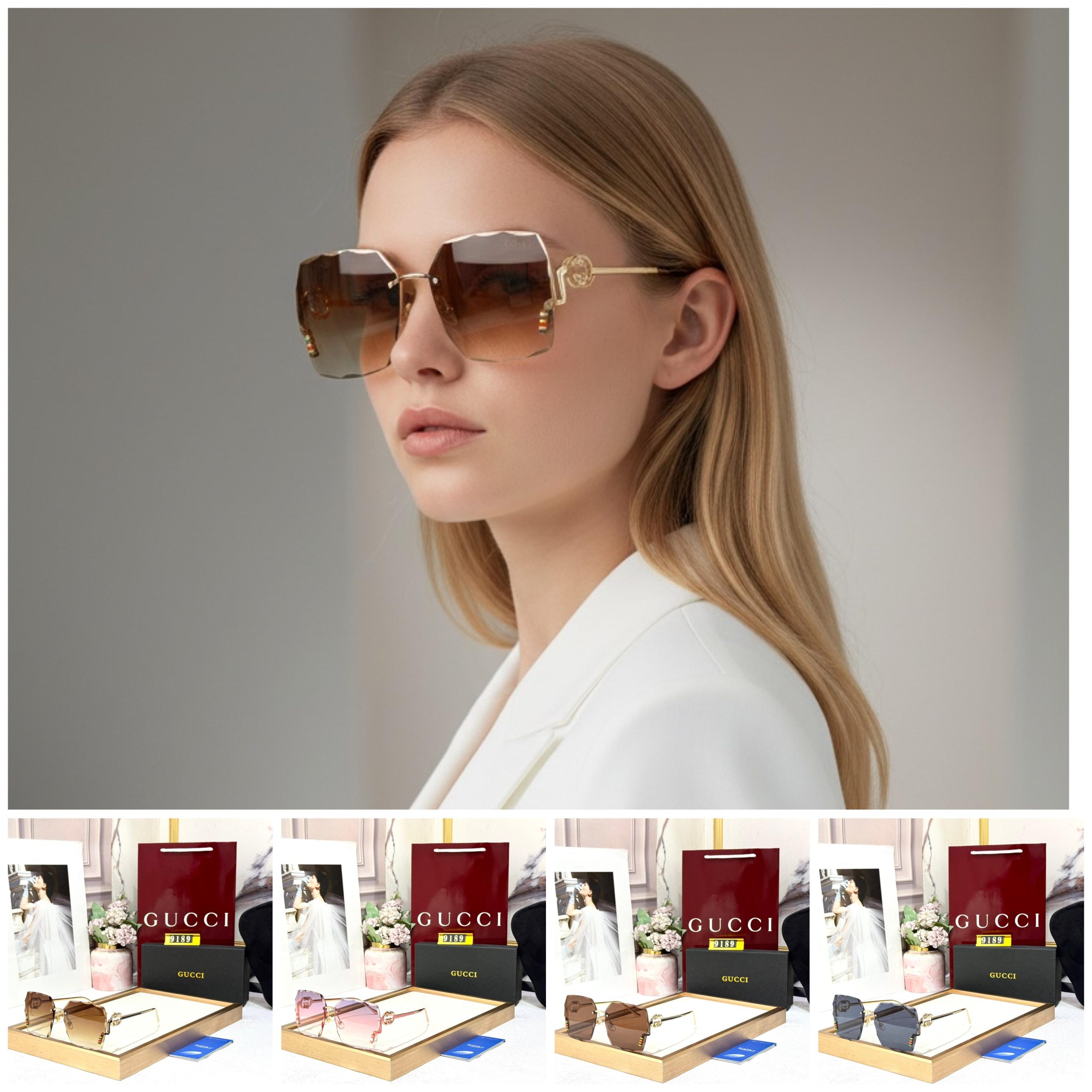 GUCCIS WOMENS OVERSIZE RIMLESS