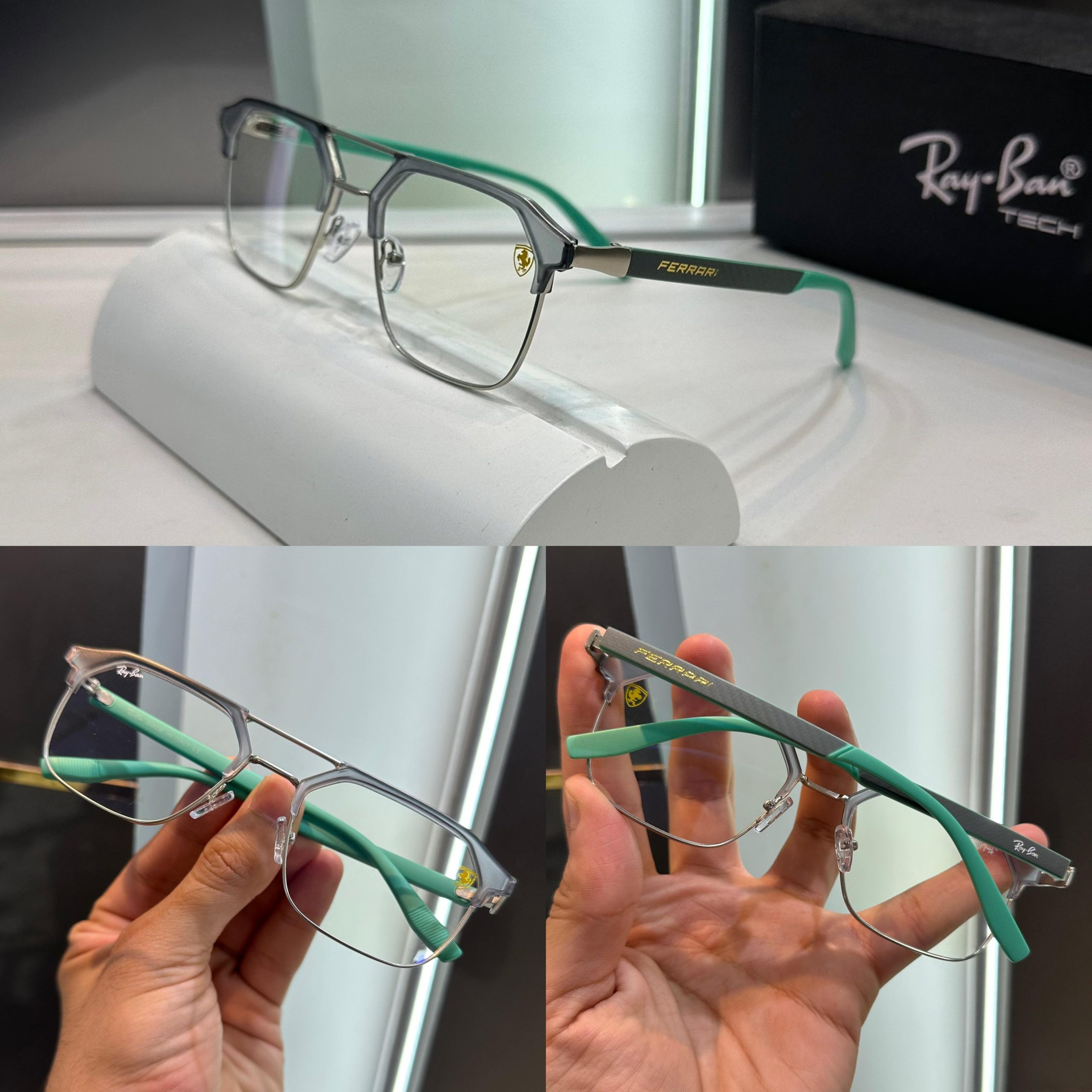 Raybans Ferrari Grey Green Luxury Glasses 04